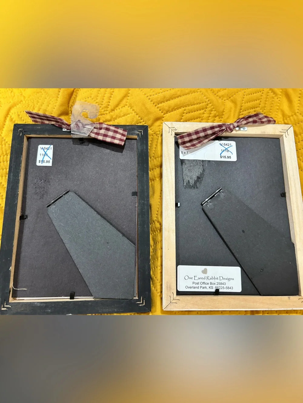 Vintage Cottagecore Fabric Wrapped Wood Picture Frames Set of 2 Coordinated Pair